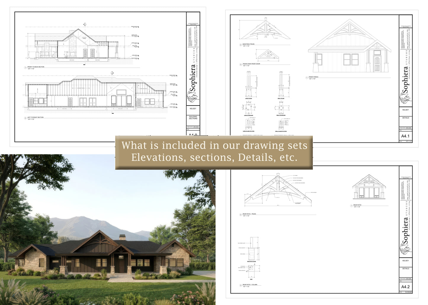 Kelsey - NW Craftsman | 3,615 sf - Arch Set 30 x 42